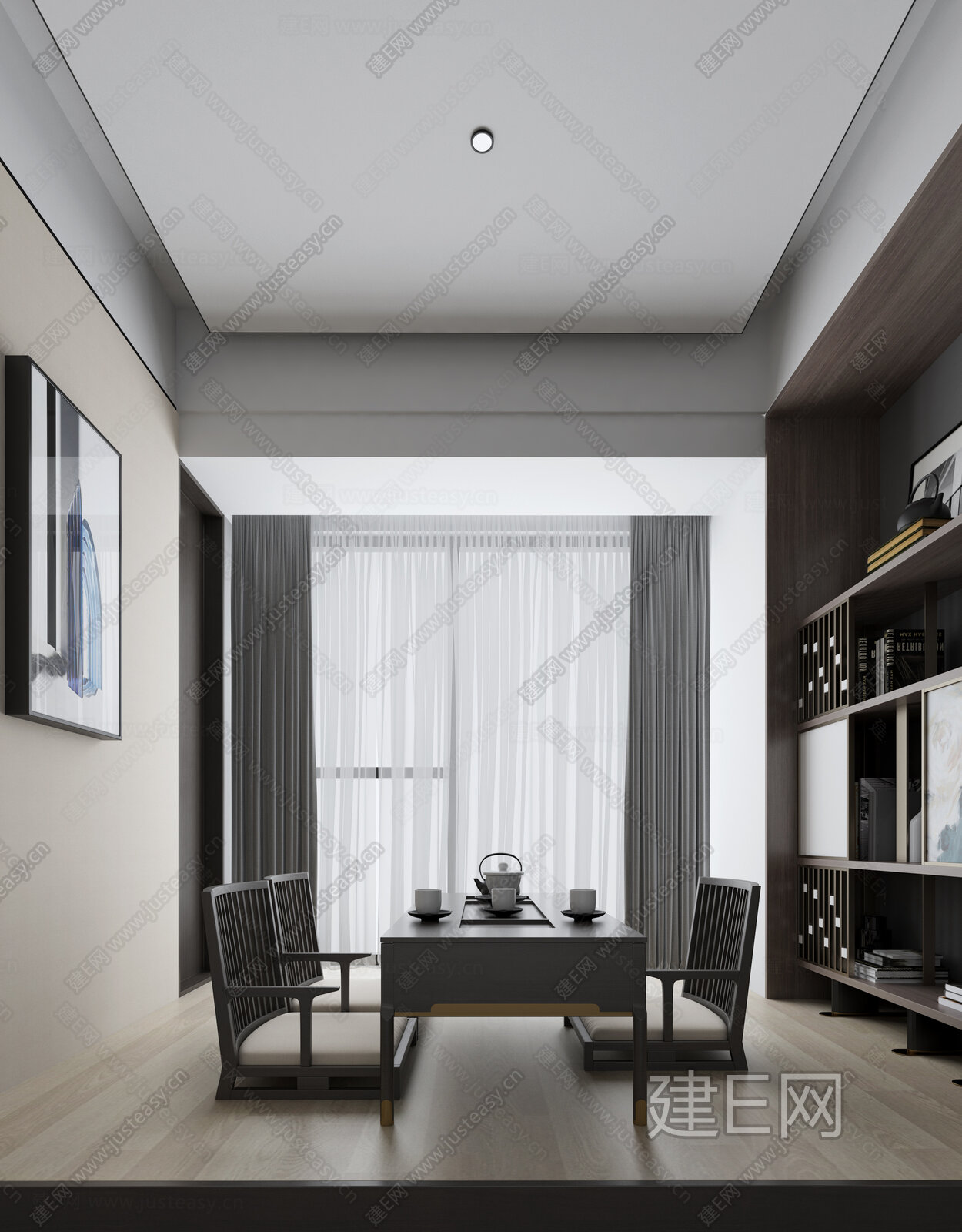 现代茶室3d模型下载[ID:105074130]_建e网3d模型