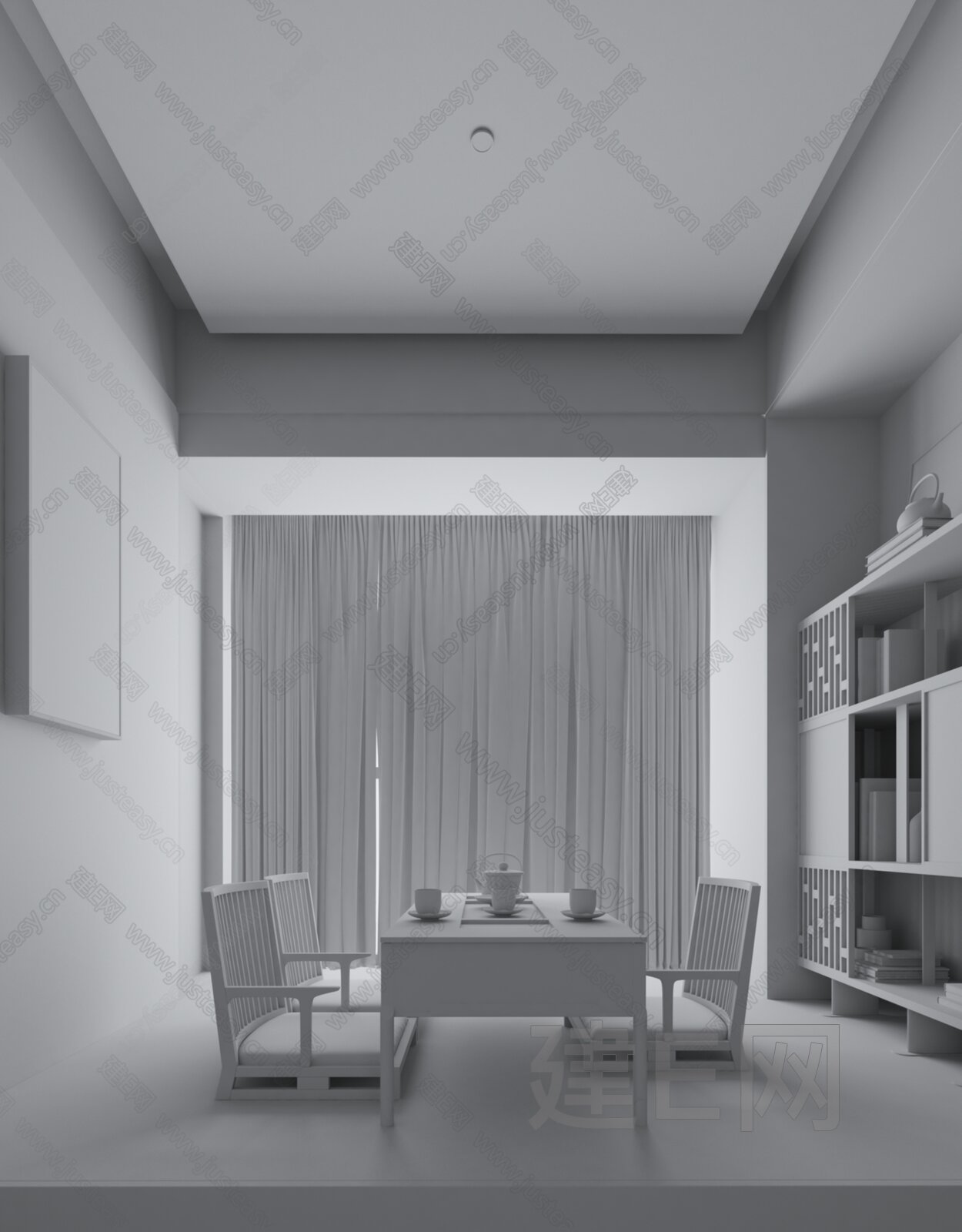 现代茶室3d模型下载[ID:105074130]_建e网3d模型