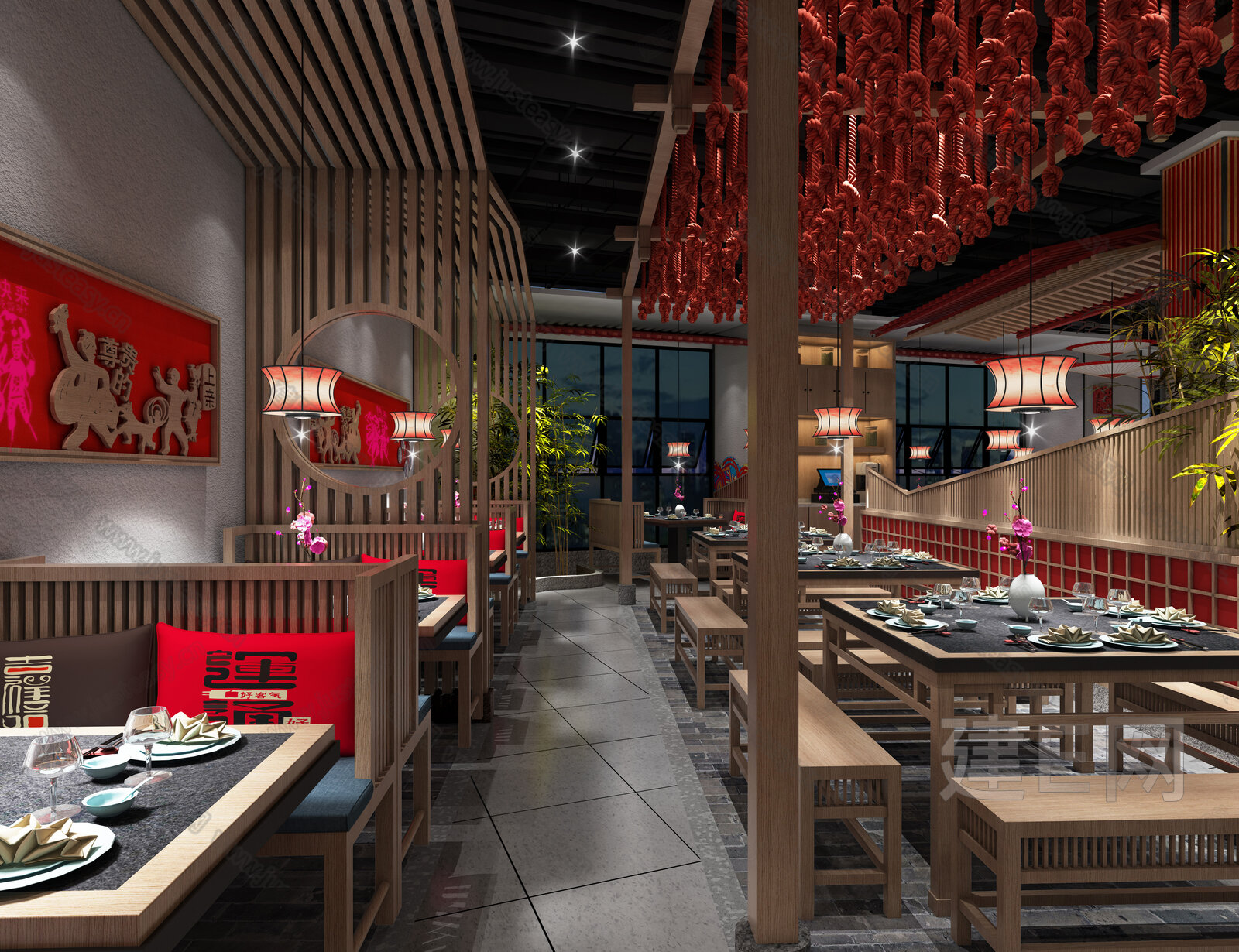 新中式餐饮空间3d模型