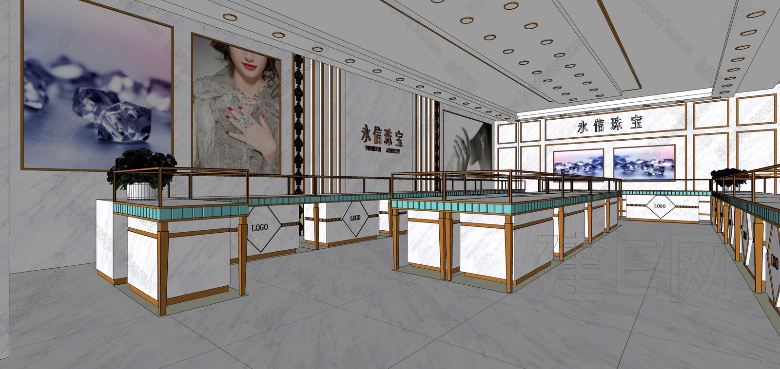 现代珠宝店模型SU模型下载[ID:108610682]_建E室内设计网
