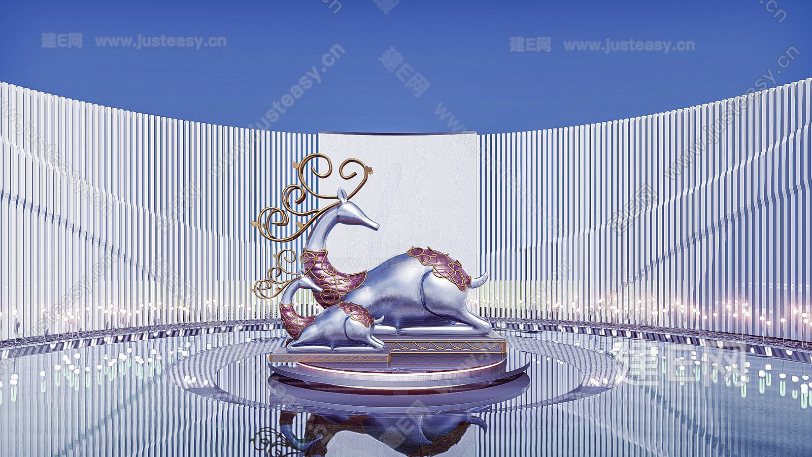 现代抽象水景雕塑小品模型SU模型下载[ID:100680906]_建e网su模型