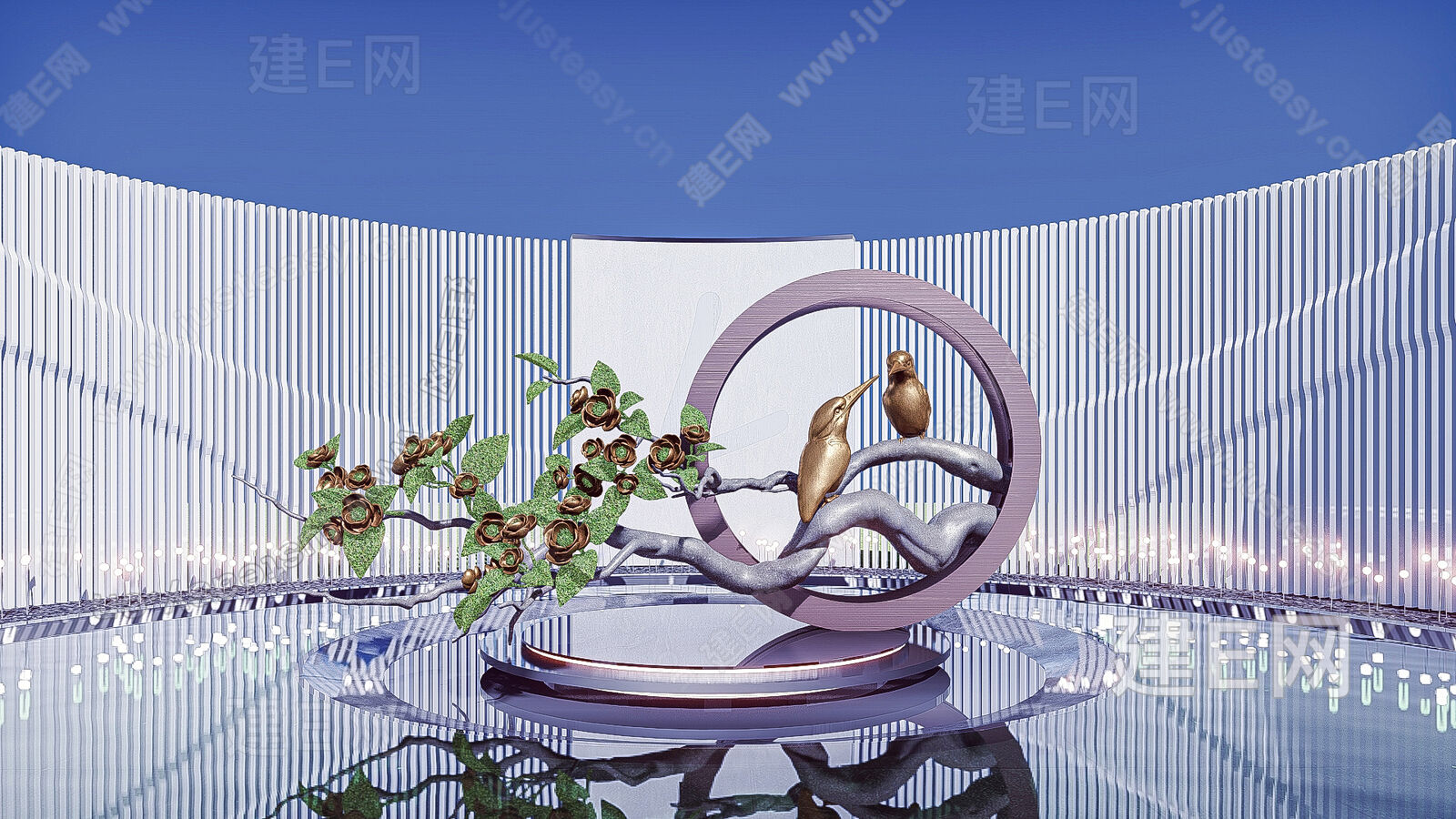 现代抽象水景雕塑小品模型SU模型下载[ID:100680924]_建e网su模型