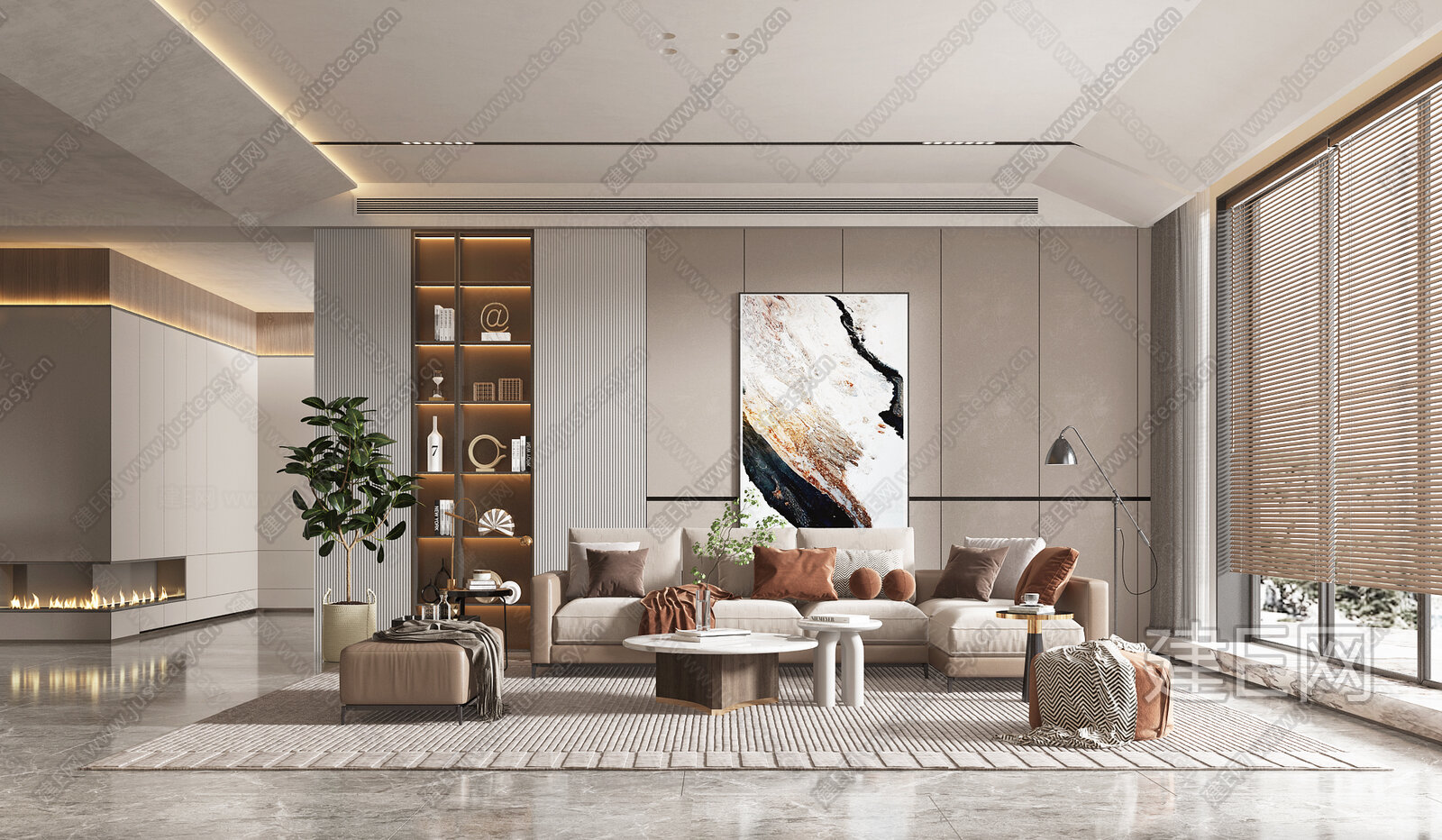 现代客厅模型SU模型下载[ID:105597284]_建e网su模型