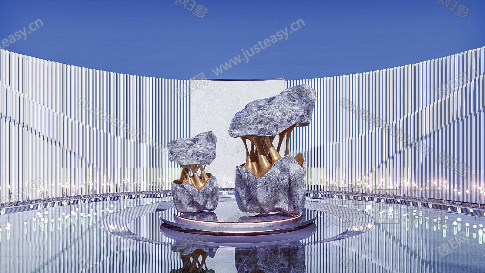 现代抽象水景雕塑小品模型SU模型下载[ID:101532766]_建e网su模型