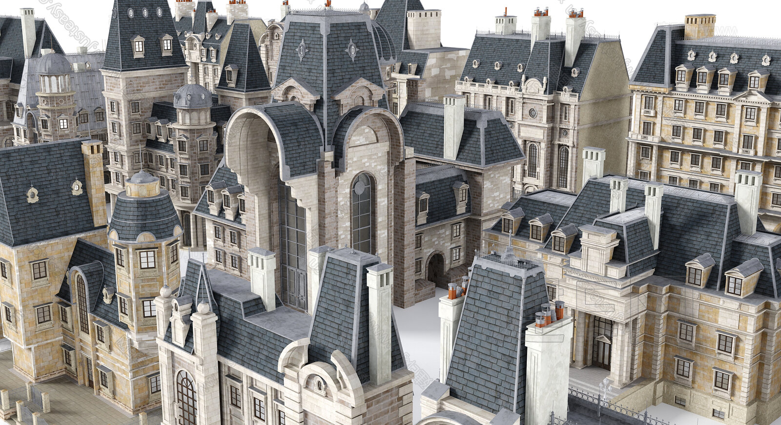 简欧古建筑3d模型下载