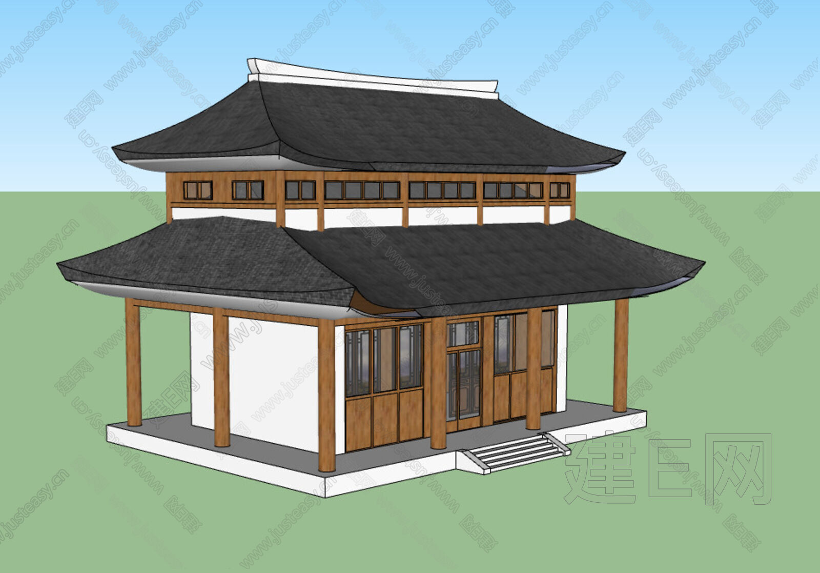中式阁楼-sketchup模型_sketchup模型库_建E室内设计网!