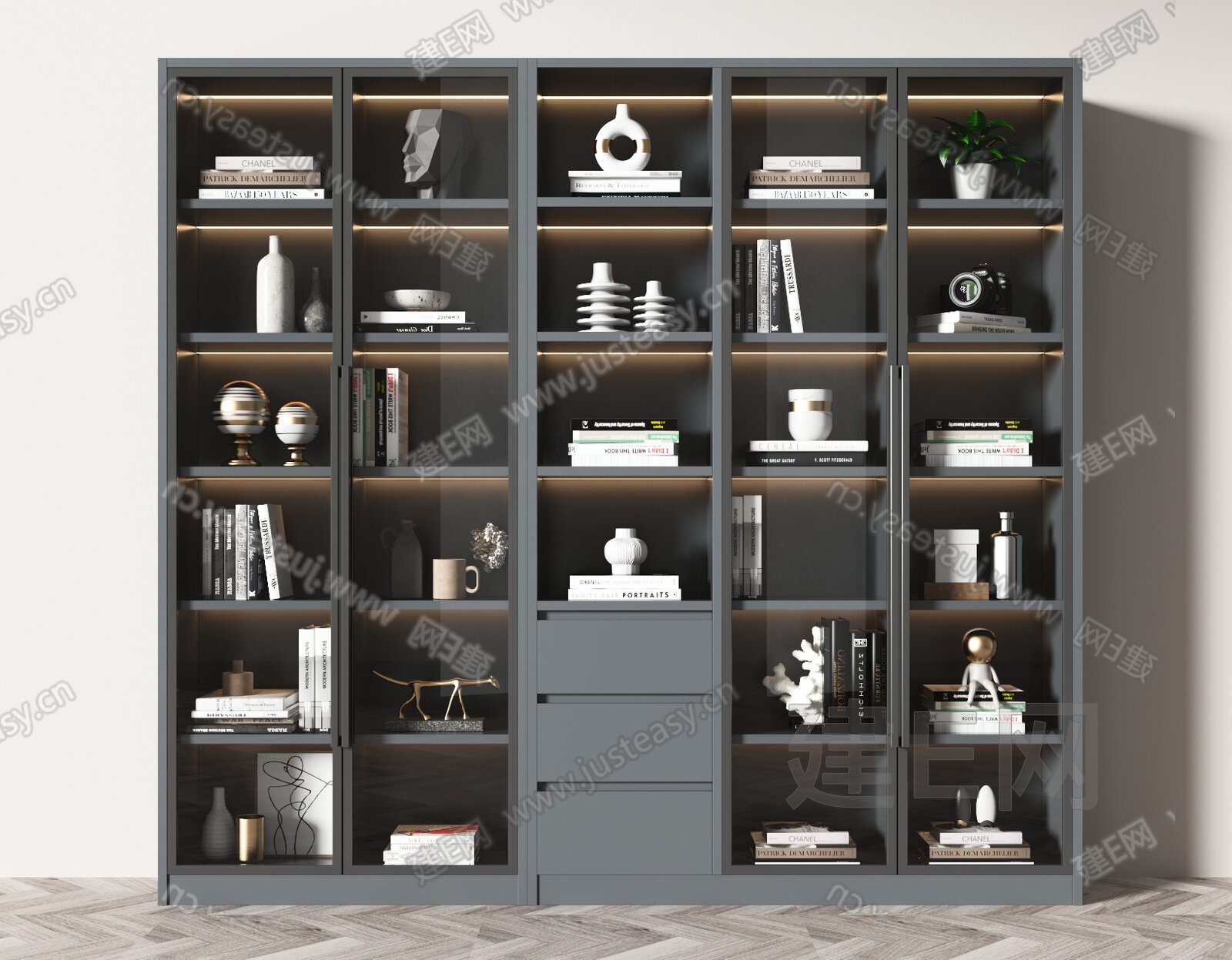 现代书柜3d模型
