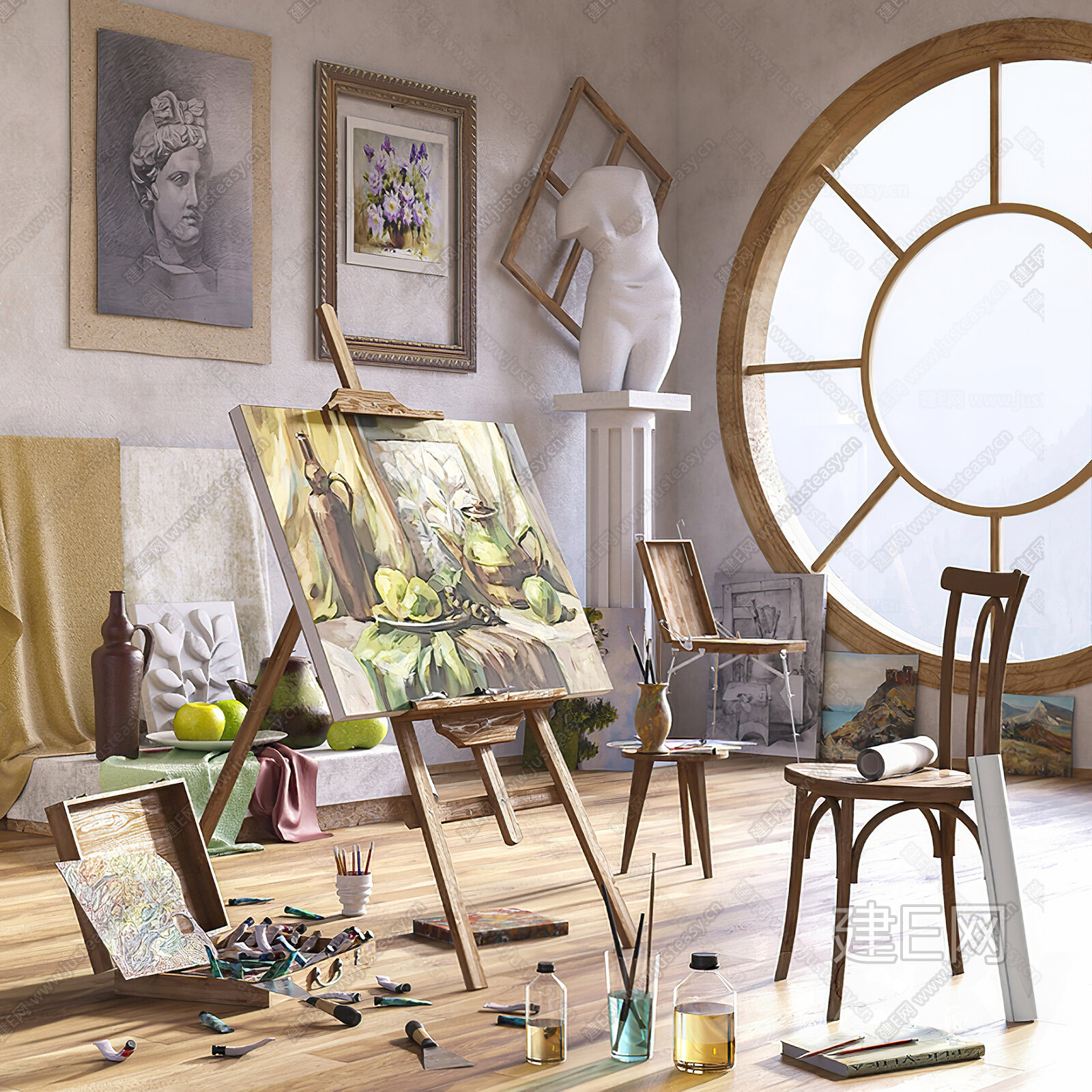 欧式画室3d模型下载