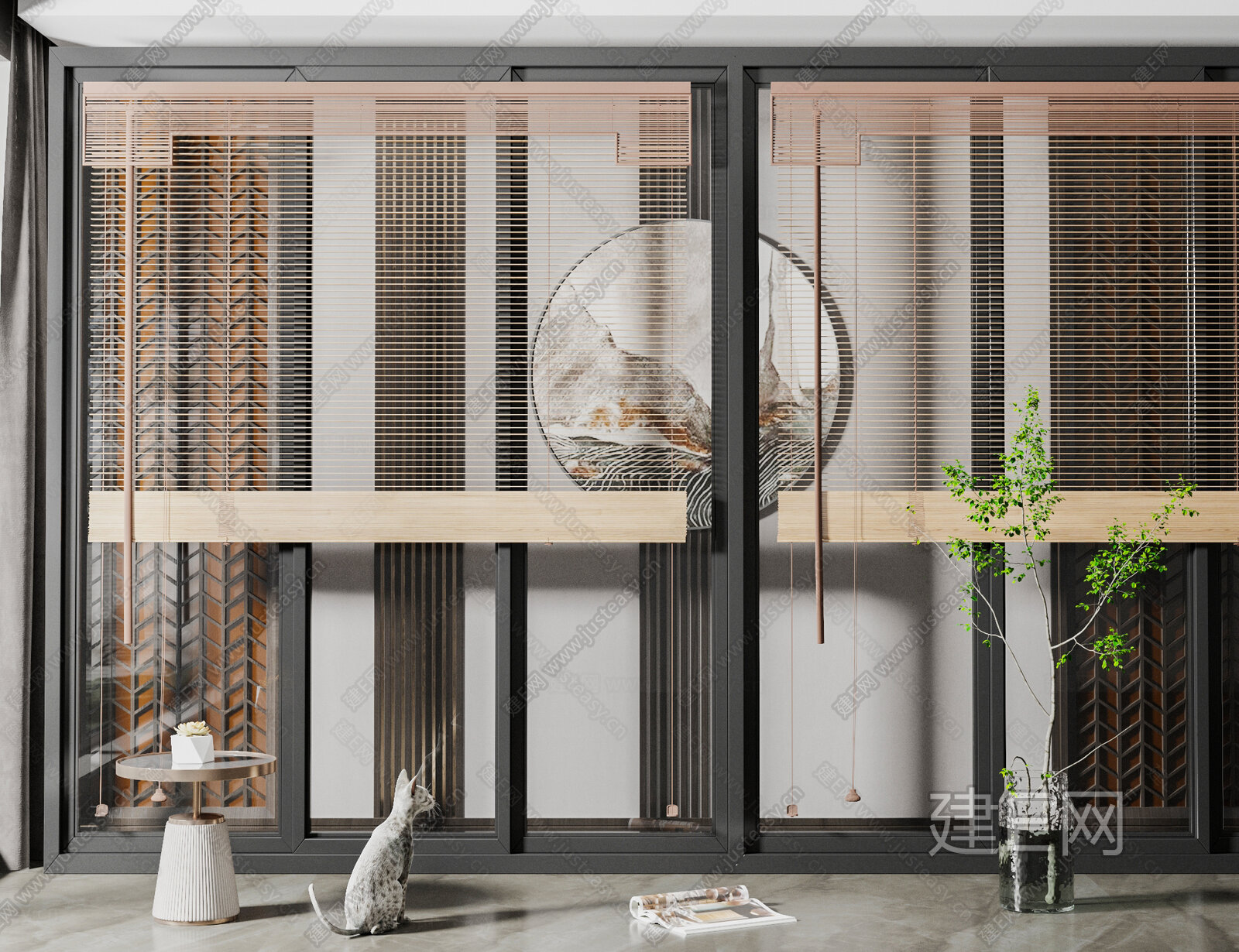 新中式卷帘模型SU模型下载[ID:112805508]_建e网su模型