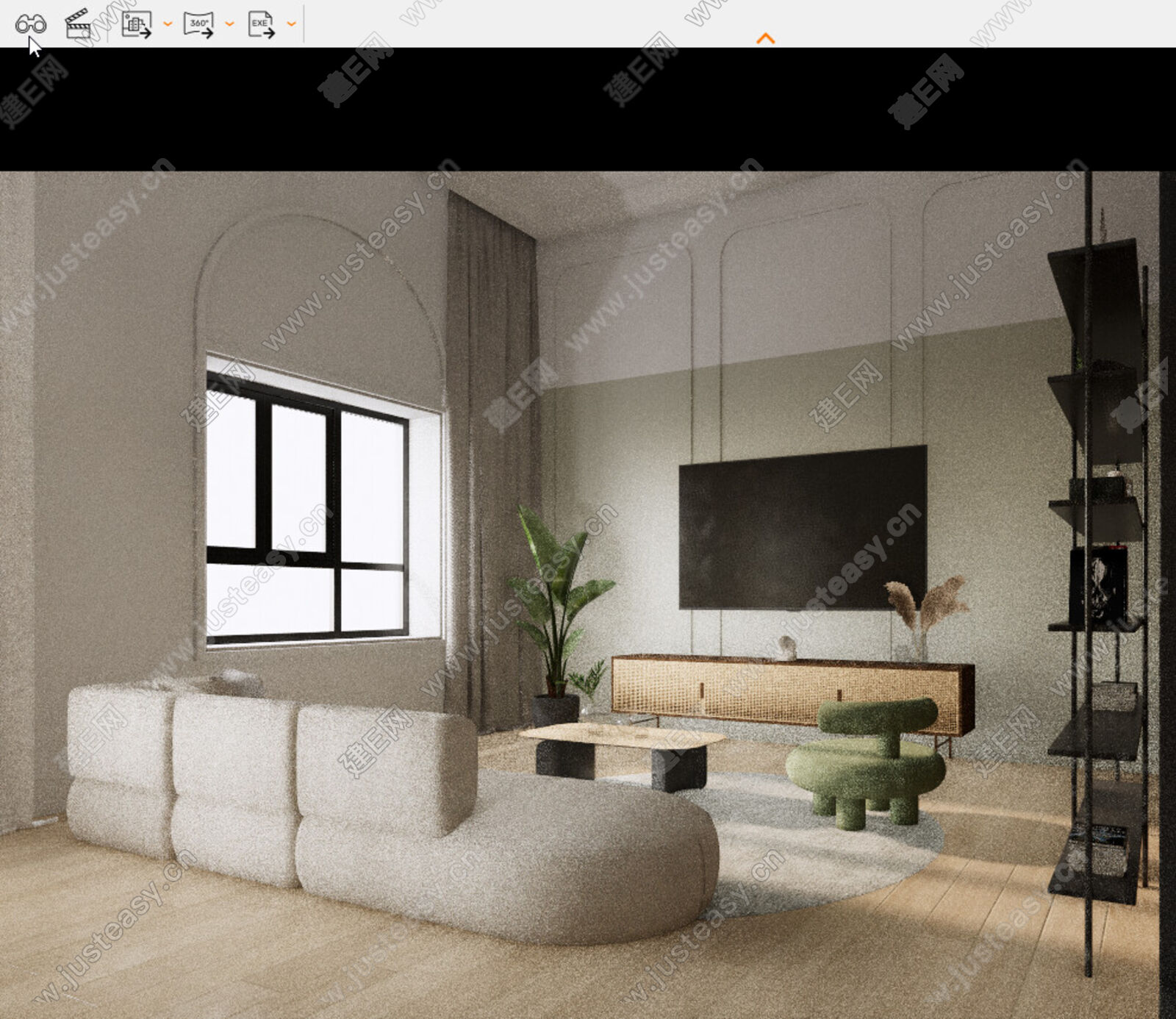 现代客厅模型SU模型下载[ID:103760959]_建e网su模型