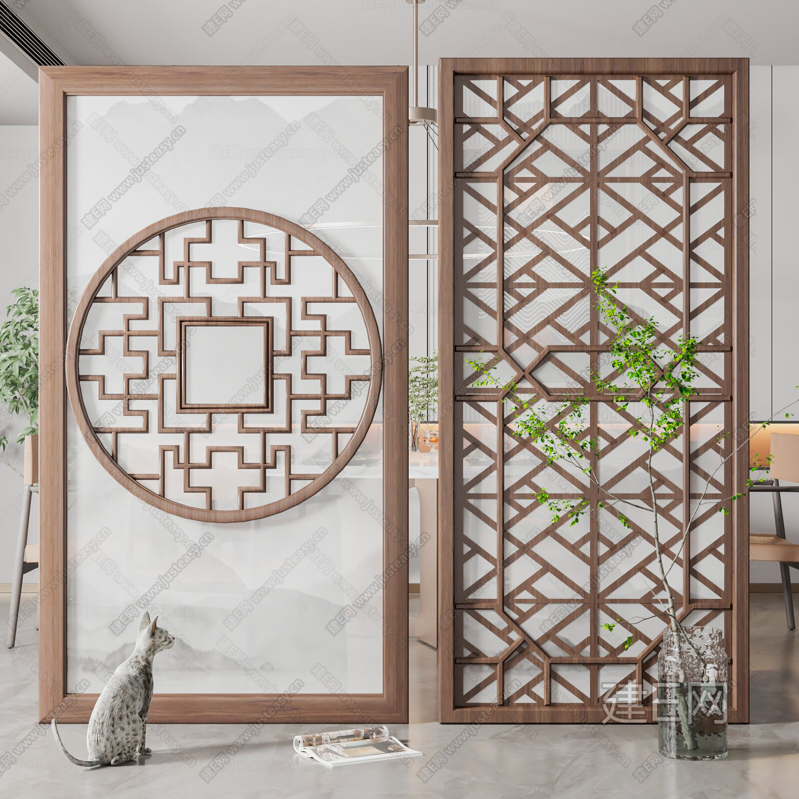 新中式实木隔断屏风