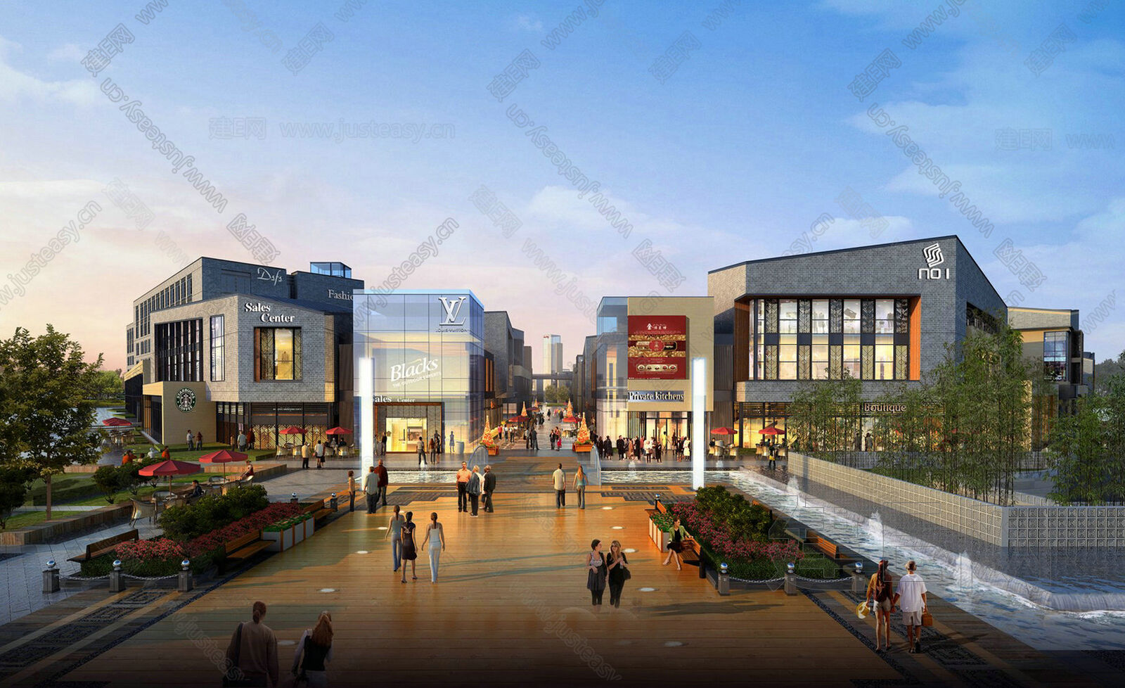新中式商业街模型SU模型下载[ID:104154237]_建e网su模型