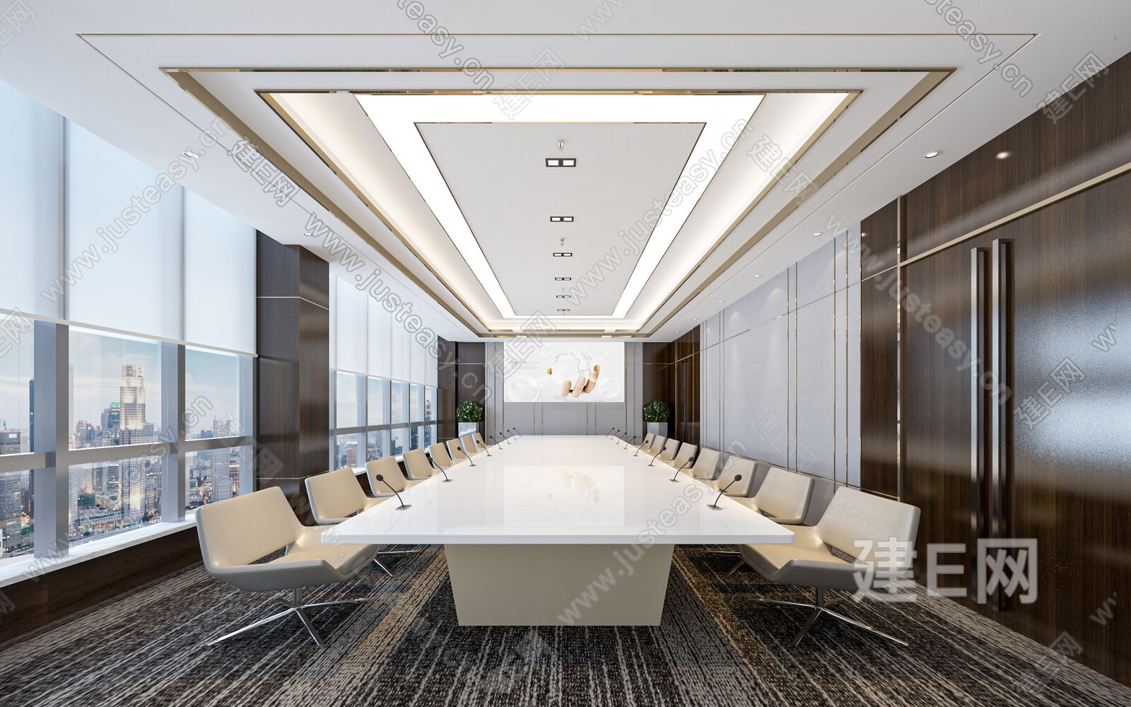 现代会议室模型SU模型下载[ID:104285298]_建e网su模型