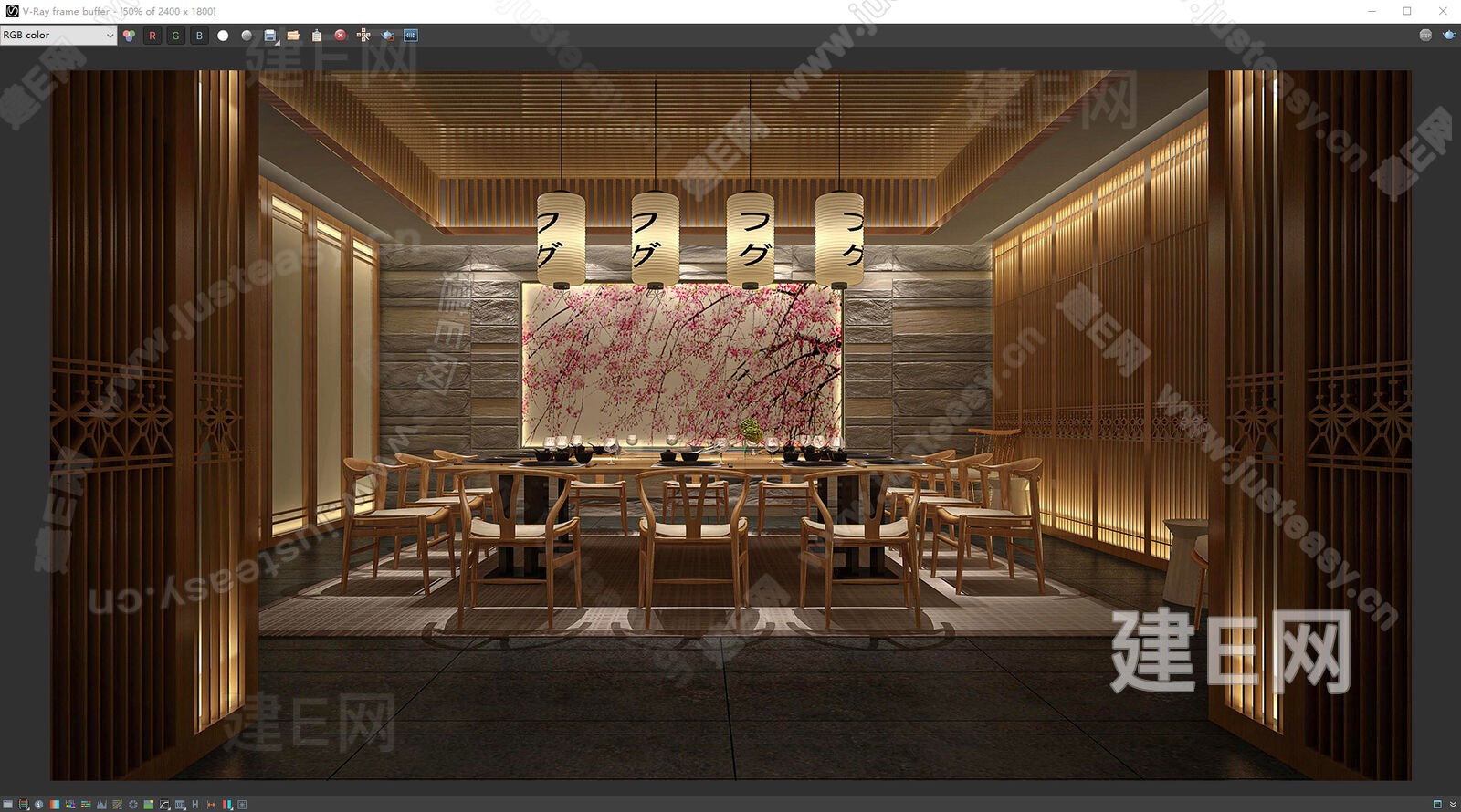 日式餐厅包厢模型SU模型下载[ID:104481845]_建e网su模型