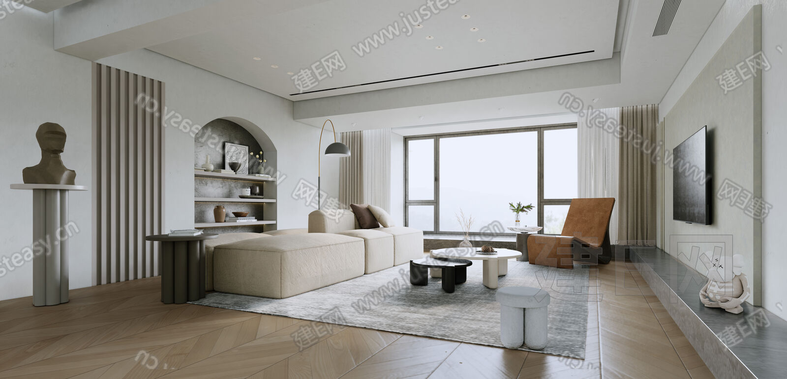 现代客厅模型SU模型下载[ID:113591331]_建e网su模型