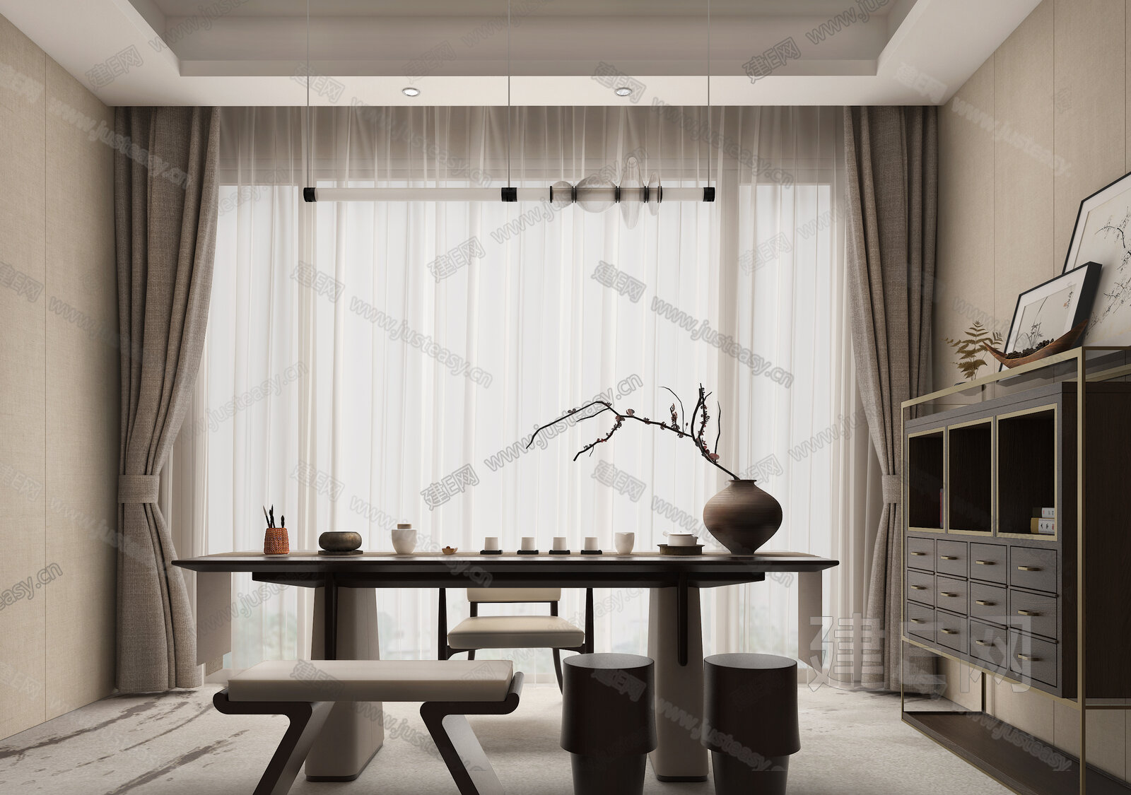  大朴设计 新中式茶室3d模型