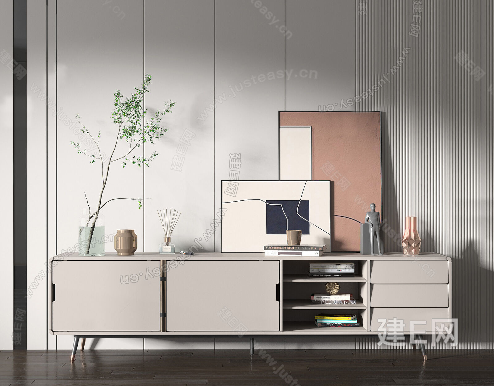 现代电视柜模型SU模型下载[ID:113329241]_建e网su模型