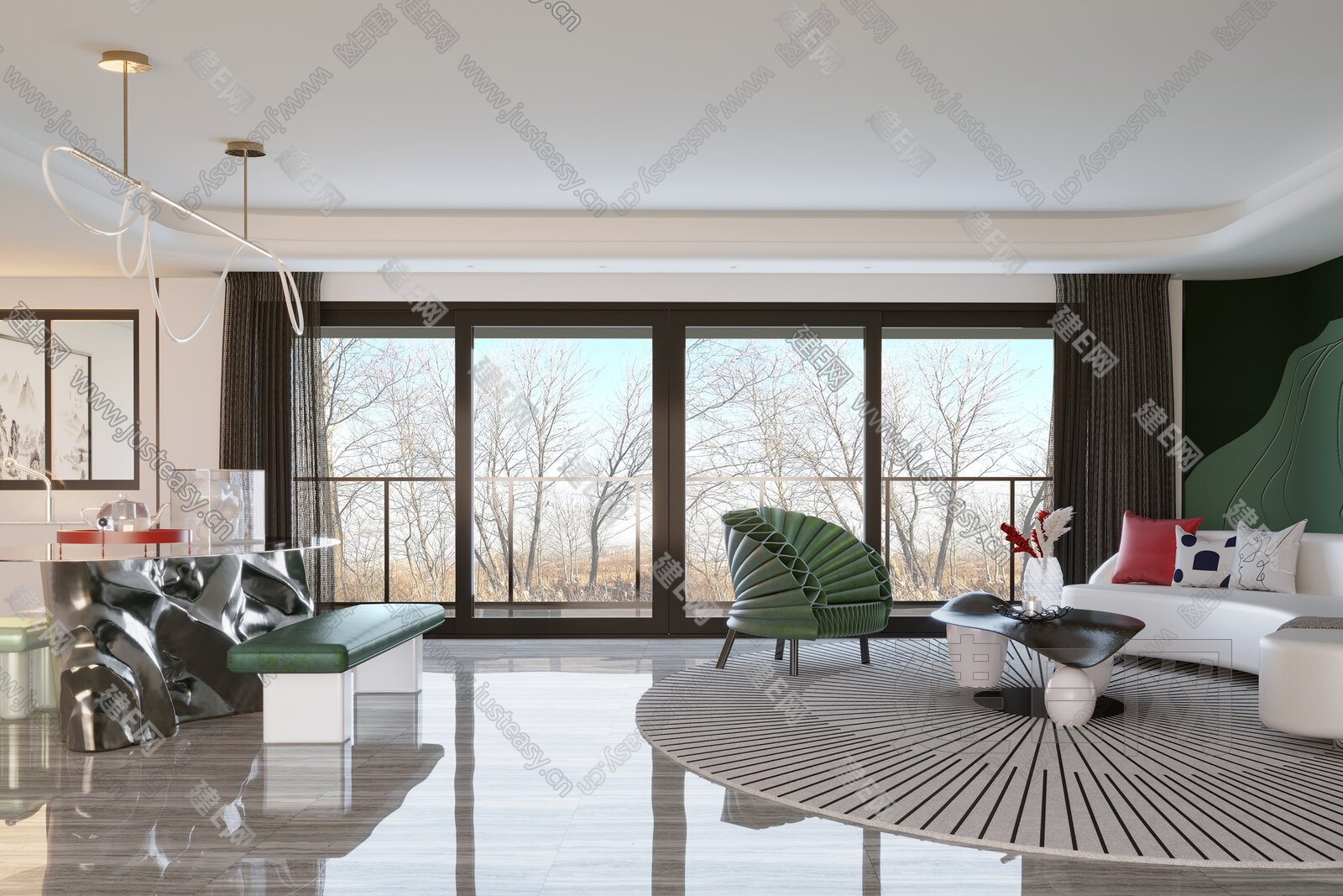  纳沃设计 王超 现代客厅3d模型
