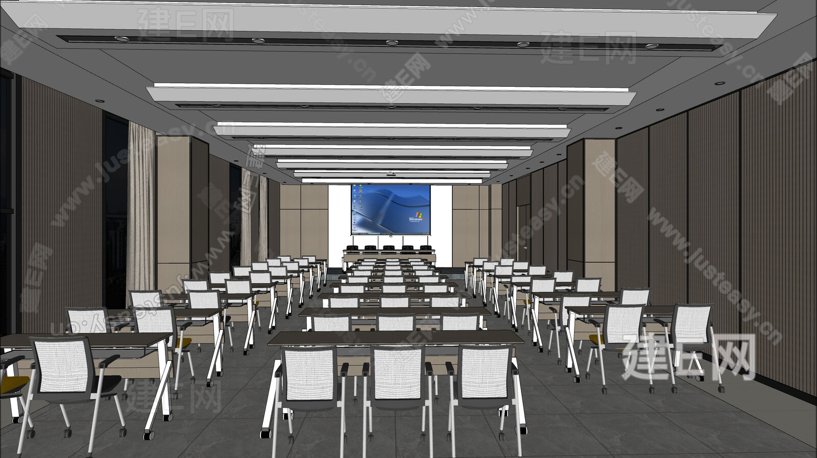 现代会议室模型SU模型下载[ID:114050063]_建E室内设计网