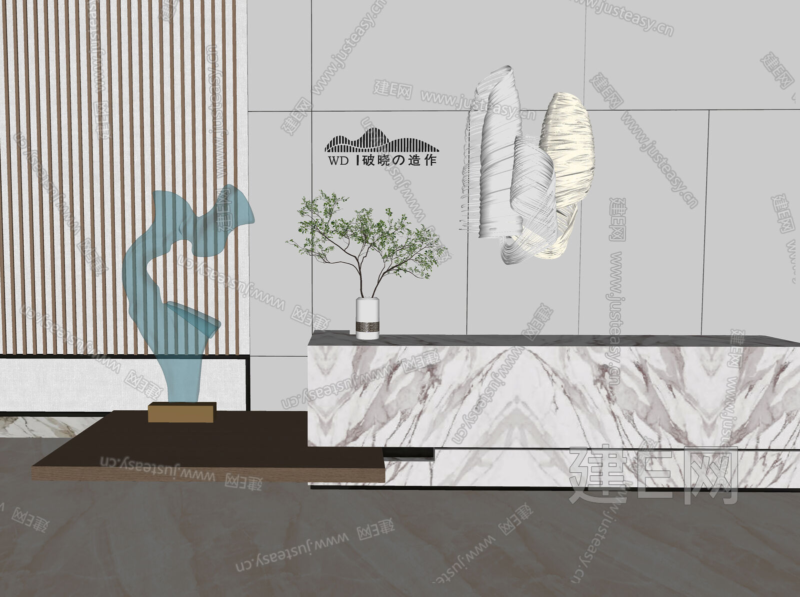 现代公司前台模型SU模型下载[ID:114050050]_建e网su模型