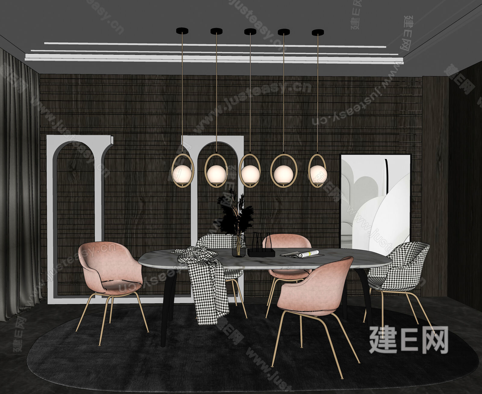 现代餐厅模型SU模型下载[ID:114050116]_建e网su模型