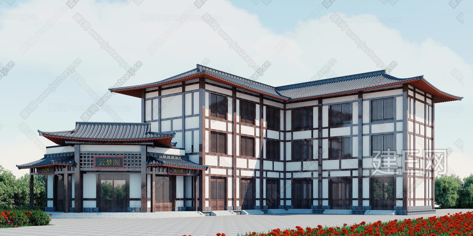 中式古建築3d模型下載