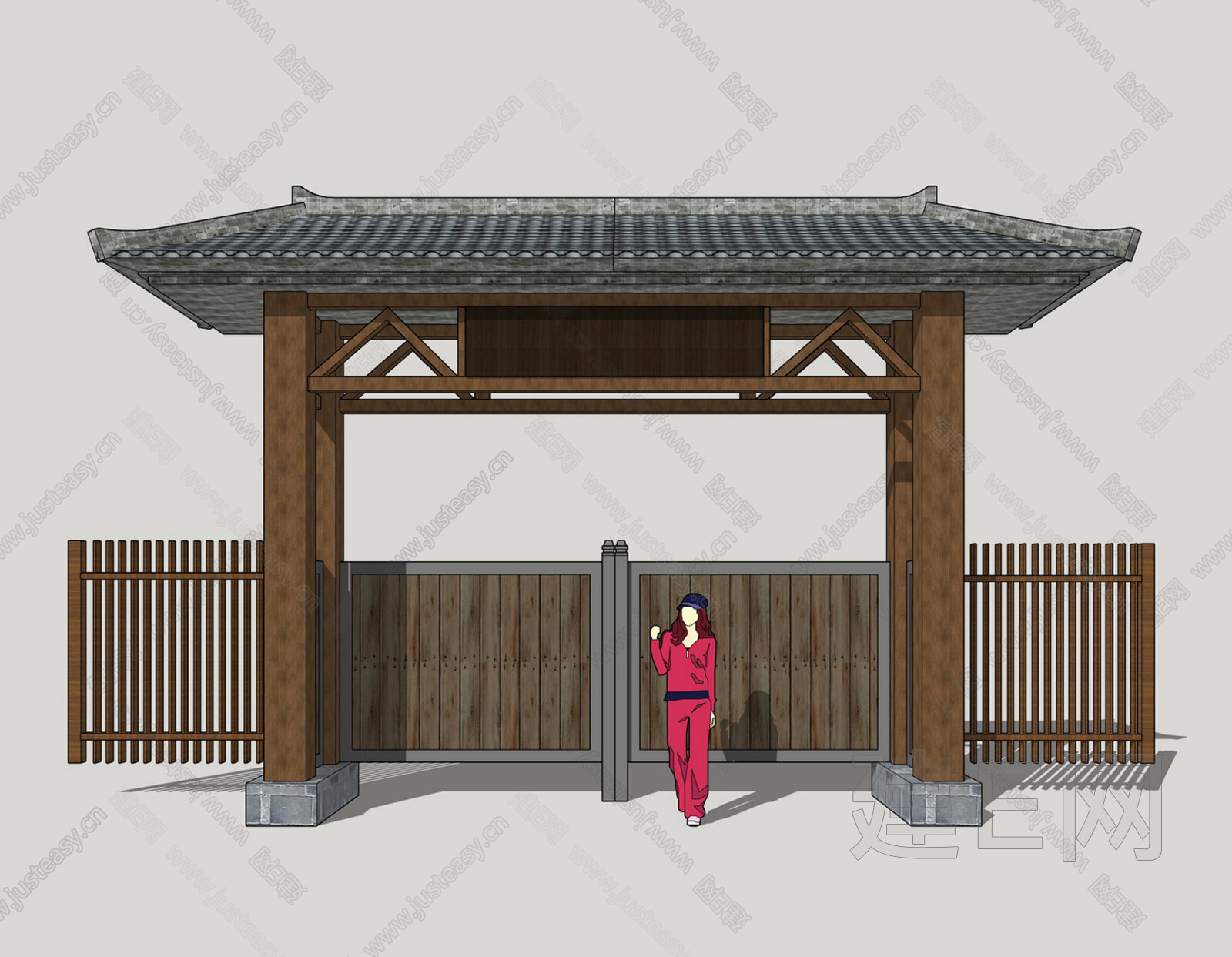 中式院门-sketchup模型_sketchup模型库_建E室内设计网!
