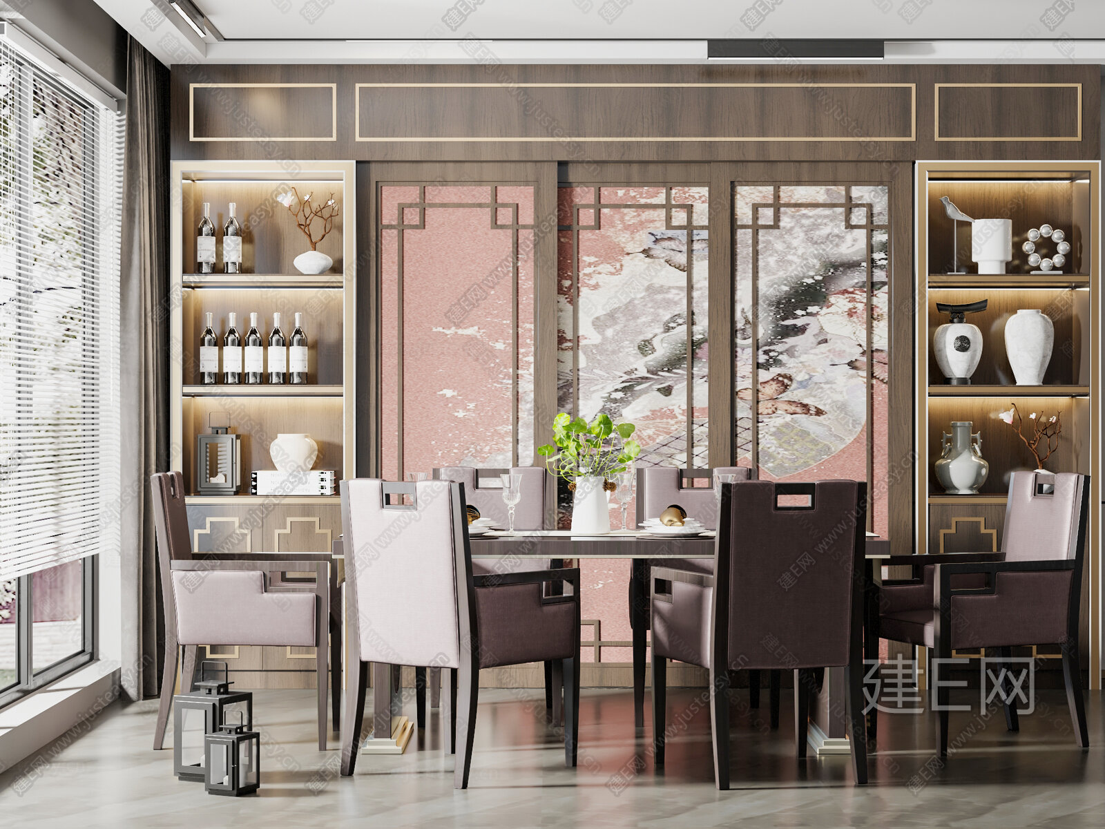 新中式餐厅模型SU模型下载[ID:111888004]_建e网su模型