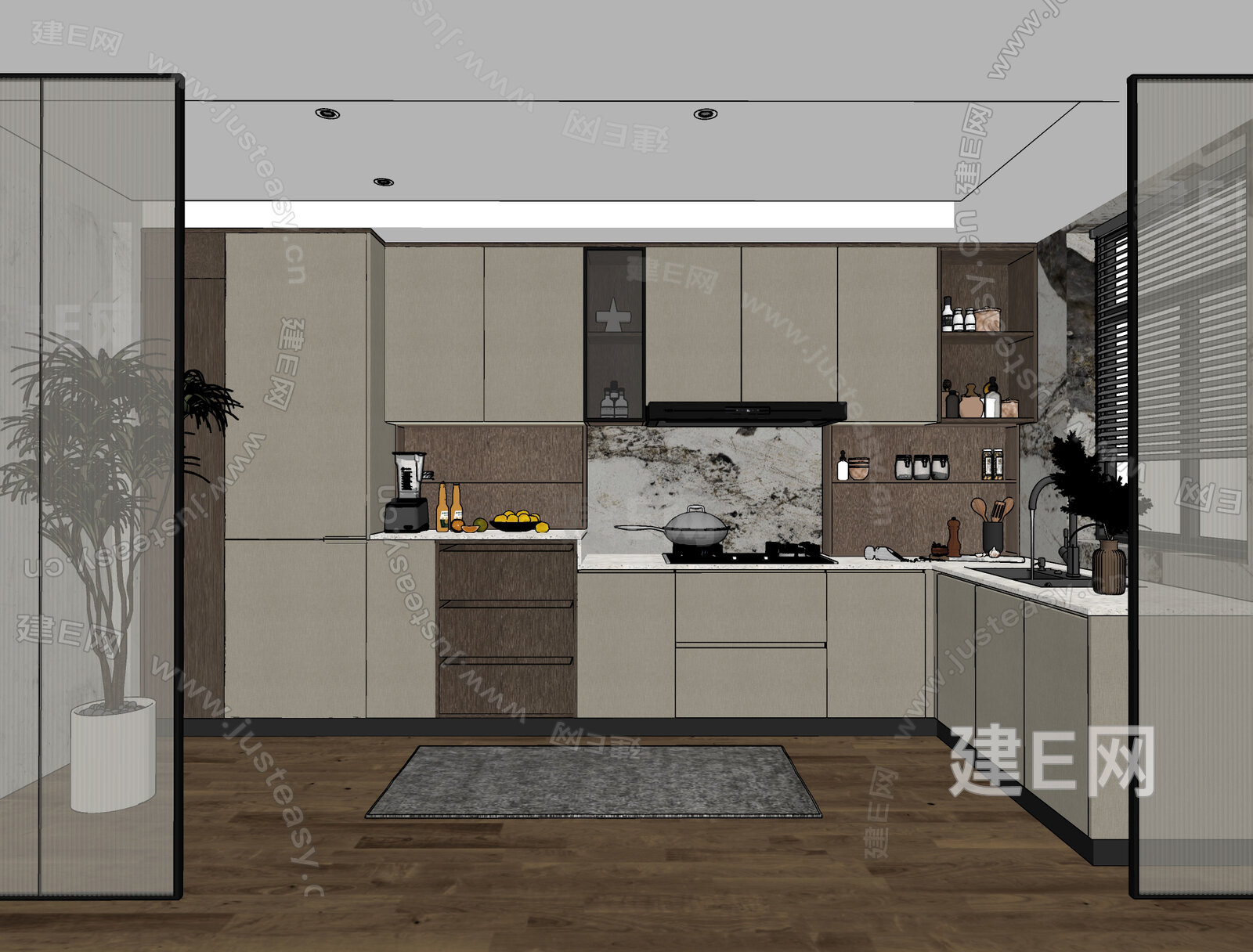 现代厨房-sketchup模型_sketchup模型库_建E室内设计网!