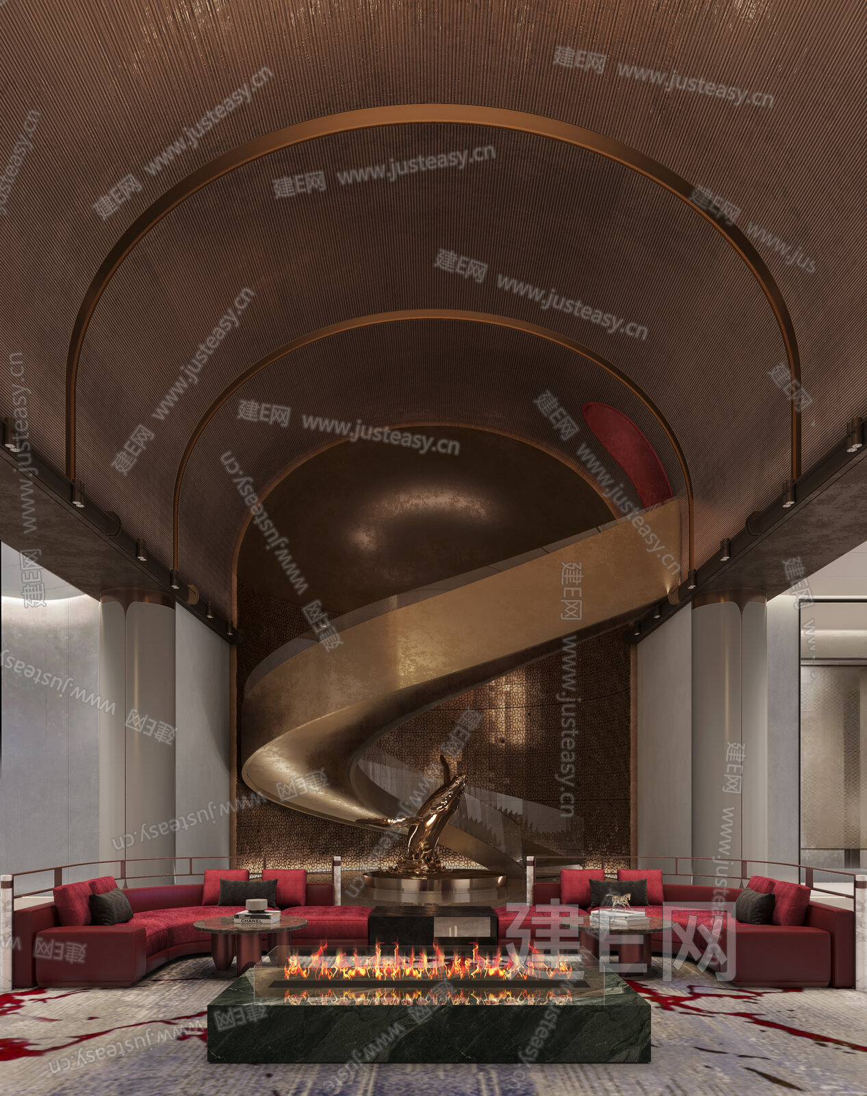 赛拉维 现代酒店会客厅3d模型