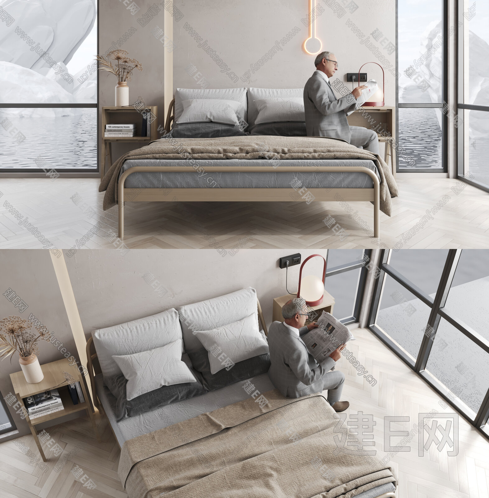 意大利 SCAB DESIGN ME 侘寂风布艺双人床3d模型