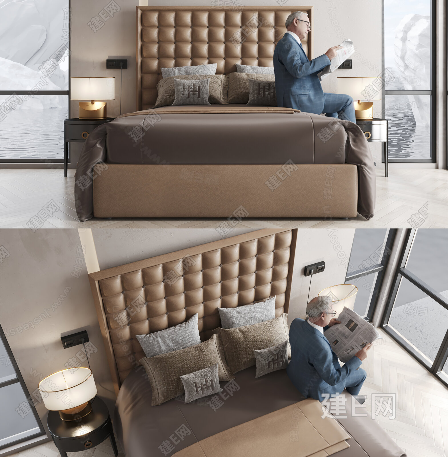 意大利 SCAB DESIGN ME 现代皮革双人床3d模型