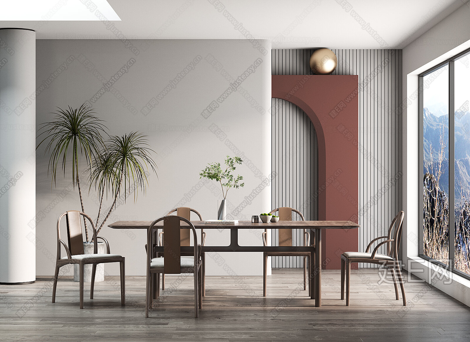 侘寂风餐厅模型SU模型下载[ID:112019029]_建e网su模型