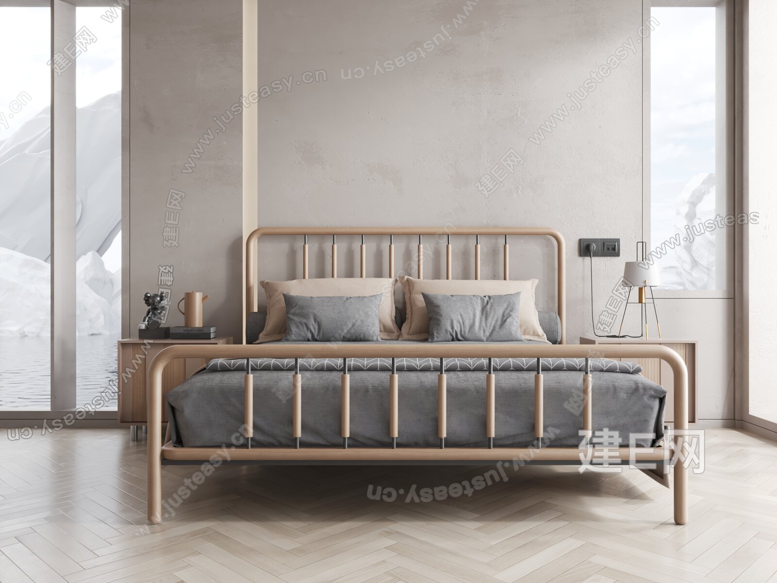 意大利 ALCHYMIA 现代实木双人床3d模型