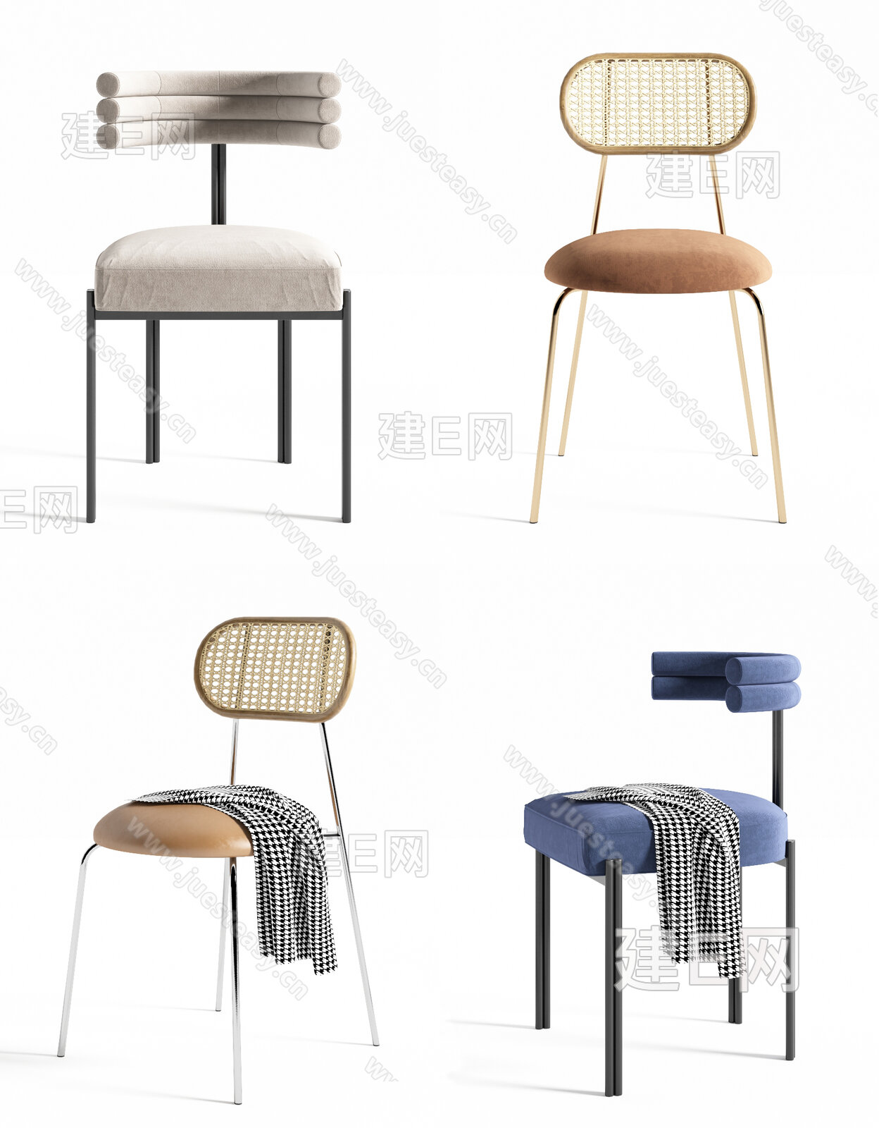北欧餐椅组合3d模型