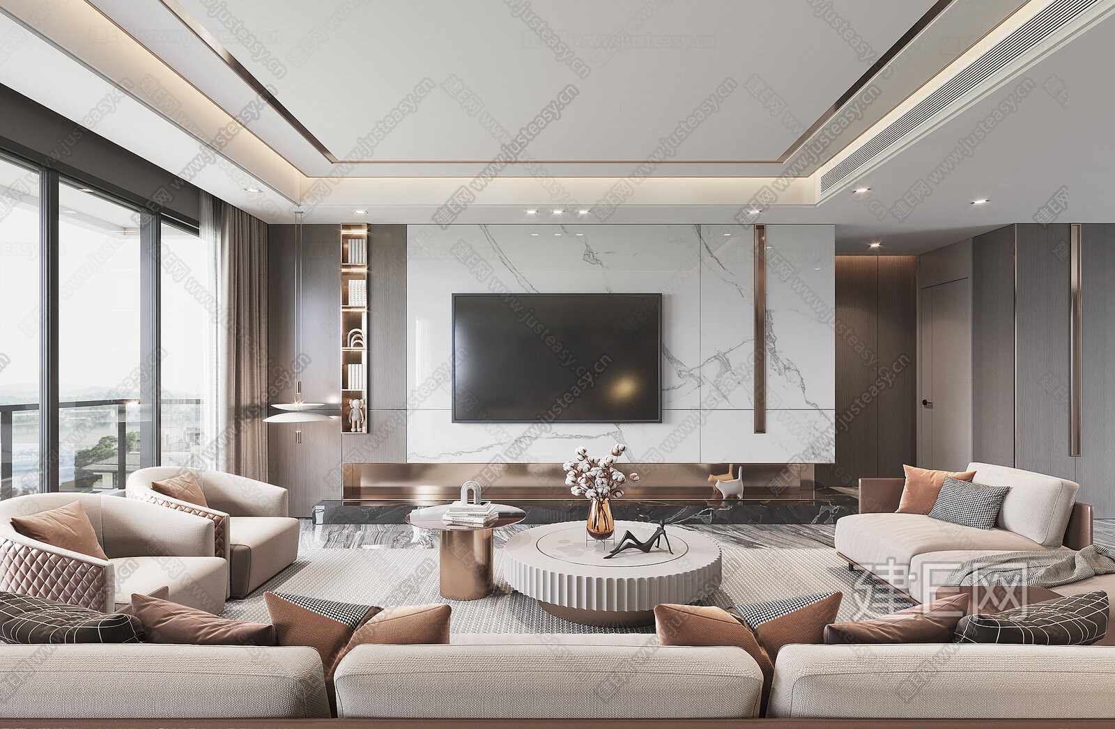 现代客厅模型SU模型下载[ID:110904968]_建e网su模型