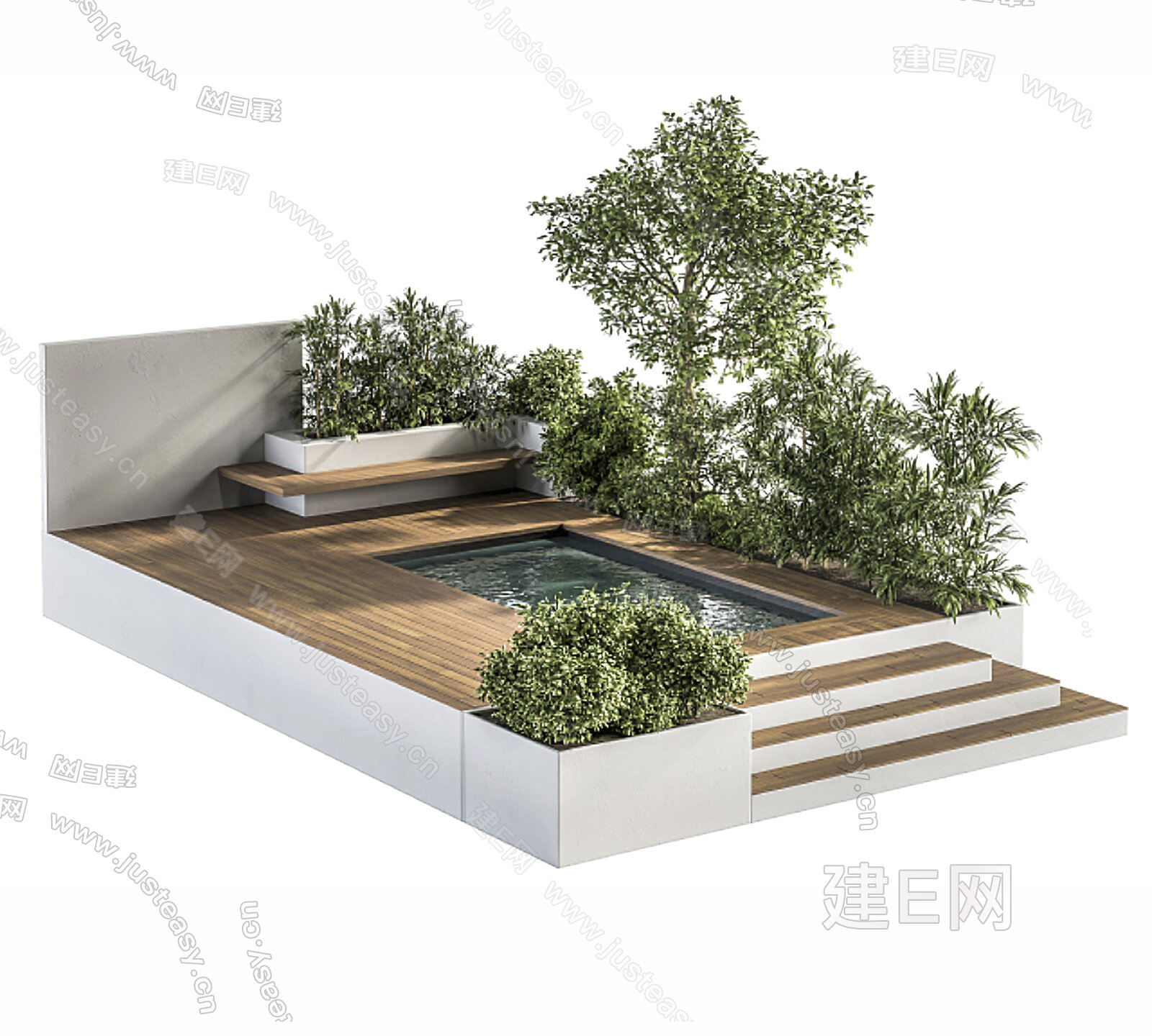 现代户外植物花园小景 建e网3d模型下载网