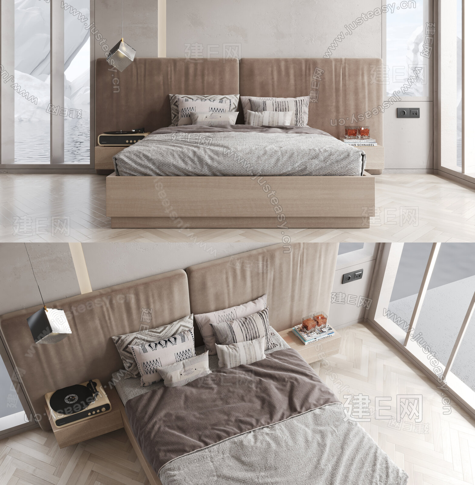 ANTARTIDEE 现代布艺双人床3d模型