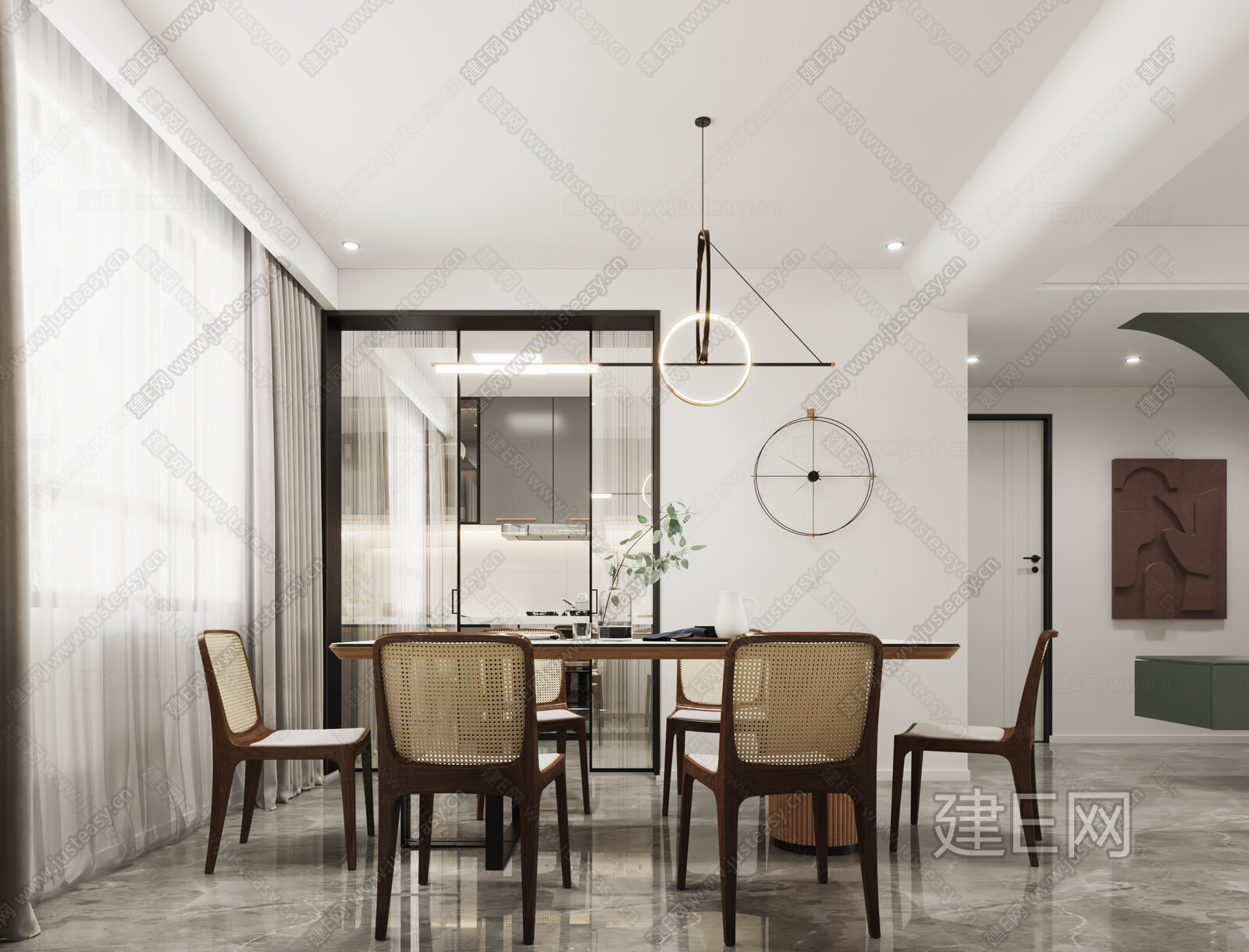 现代餐厅模型SU模型下载[ID:115755865]_建E室内设计网