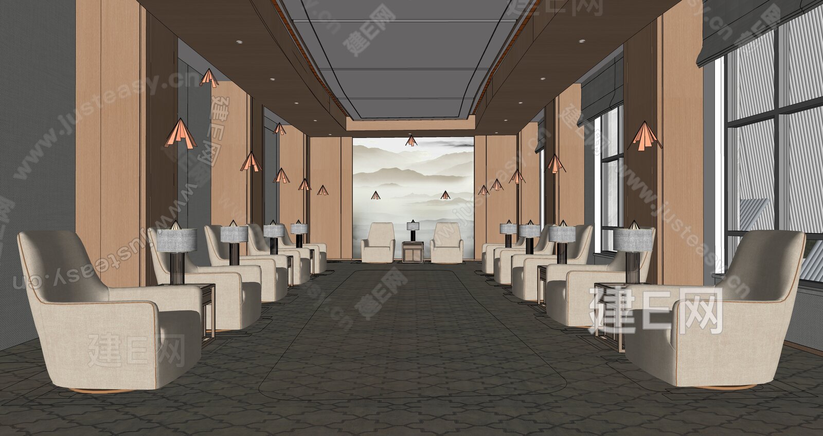 现代接待室模型SU模型下载[ID:109397052]_建E室内设计网