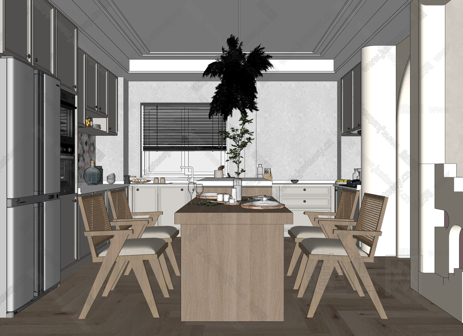现代餐厅-sketchup模型_sketchup模型库_建E室内设计网!
