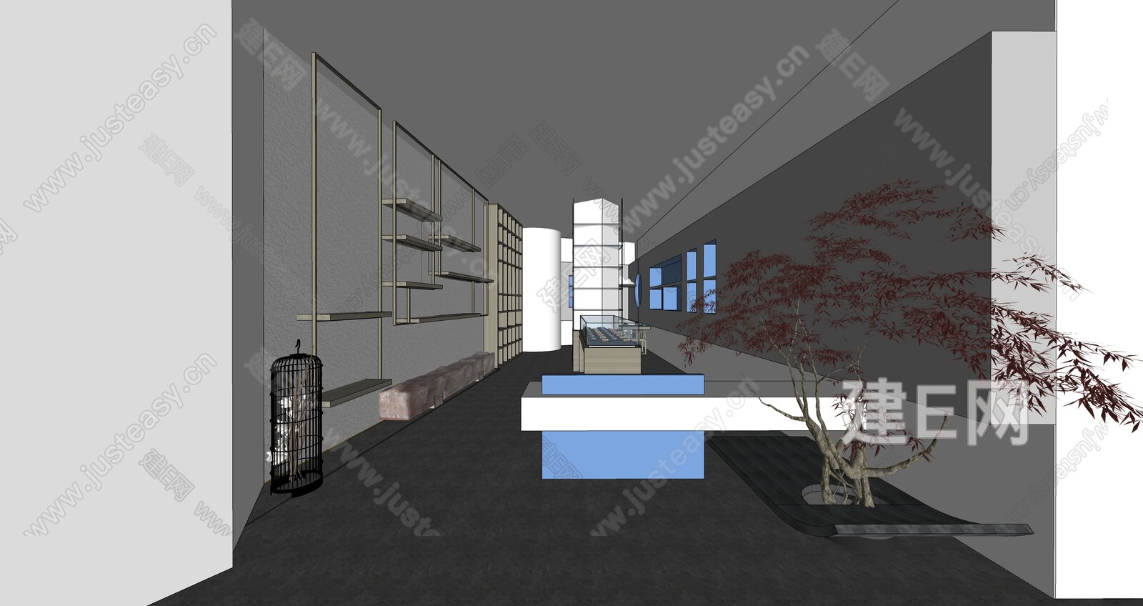 现代珠宝商铺模型SU模型下载[ID:109265966]_建e网su模型