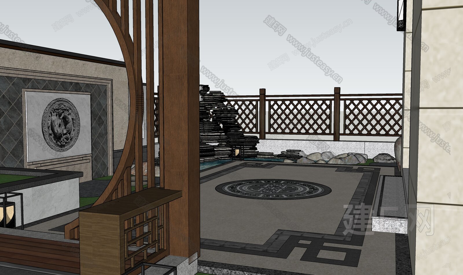 新中式别墅模型SU模型下载[ID:109200522]_建e网su模型