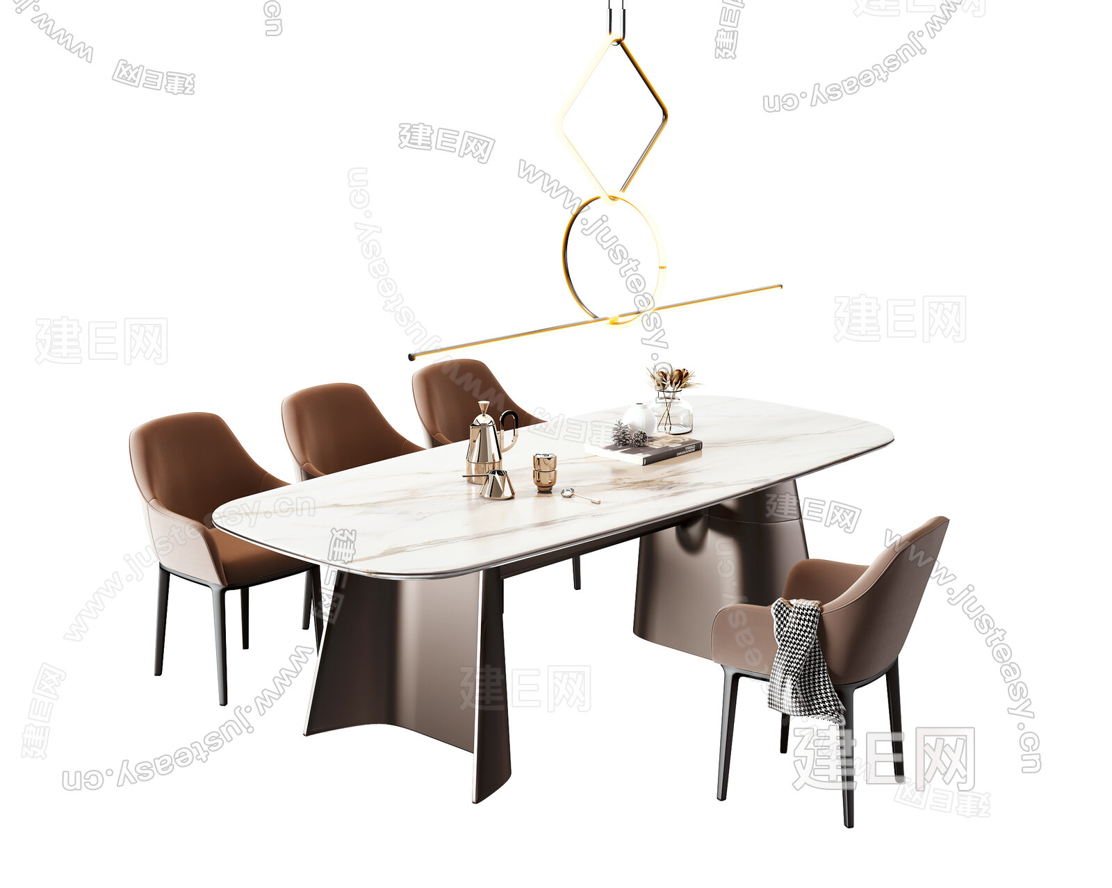 baxter 现代餐桌椅3d模型