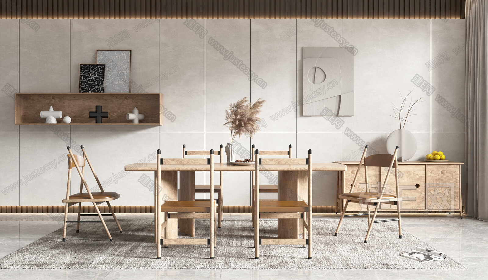 北欧餐桌椅组合3d模型