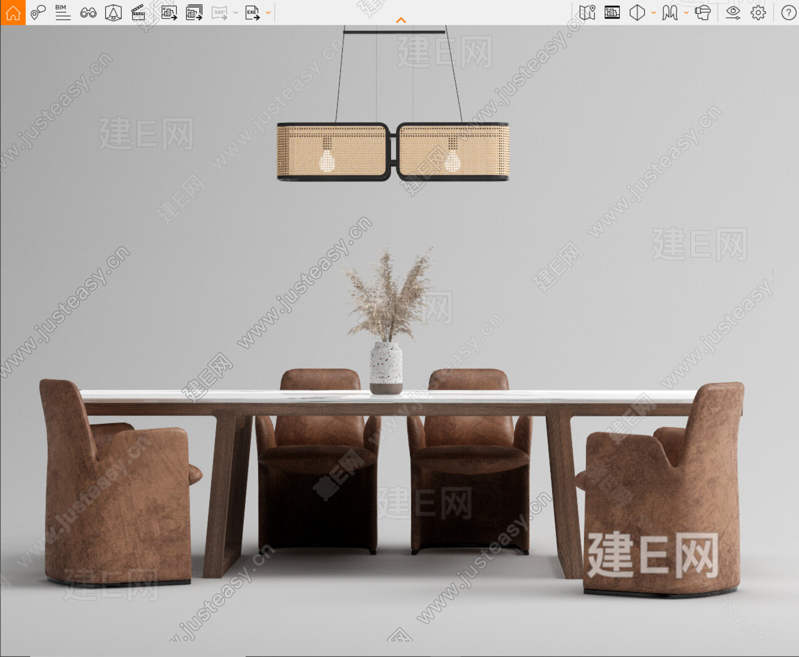 侘寂餐桌椅模型SU模型下载[ID:109986833]_建E室内设计网
