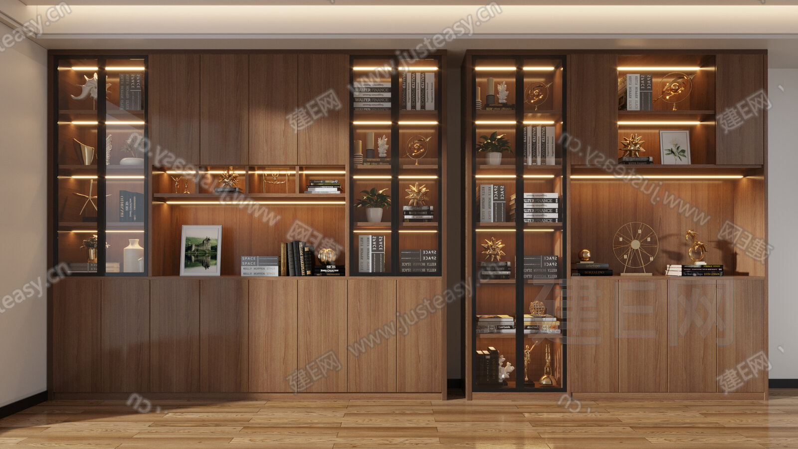 现代书柜模型SU模型下载[ID:109594168]_建e网su模型