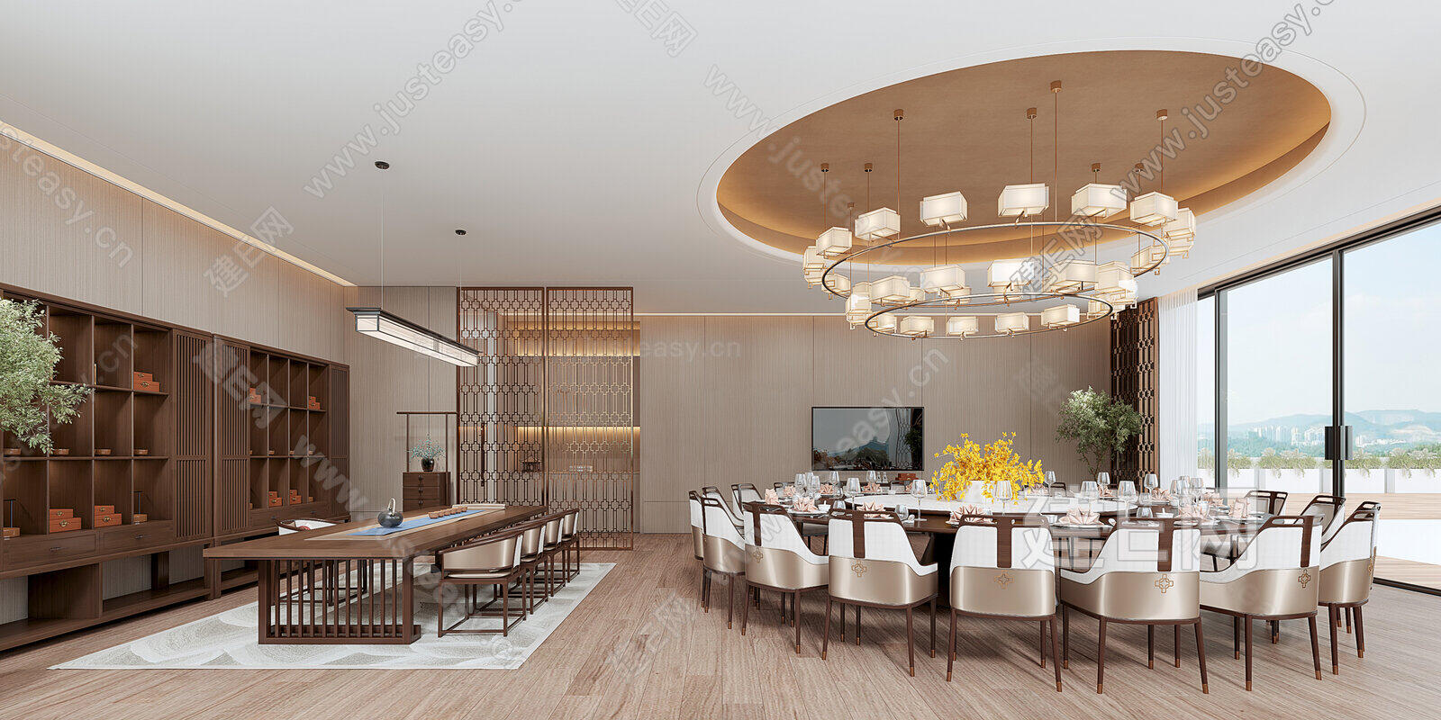 新中式餐厅包厢3d模型