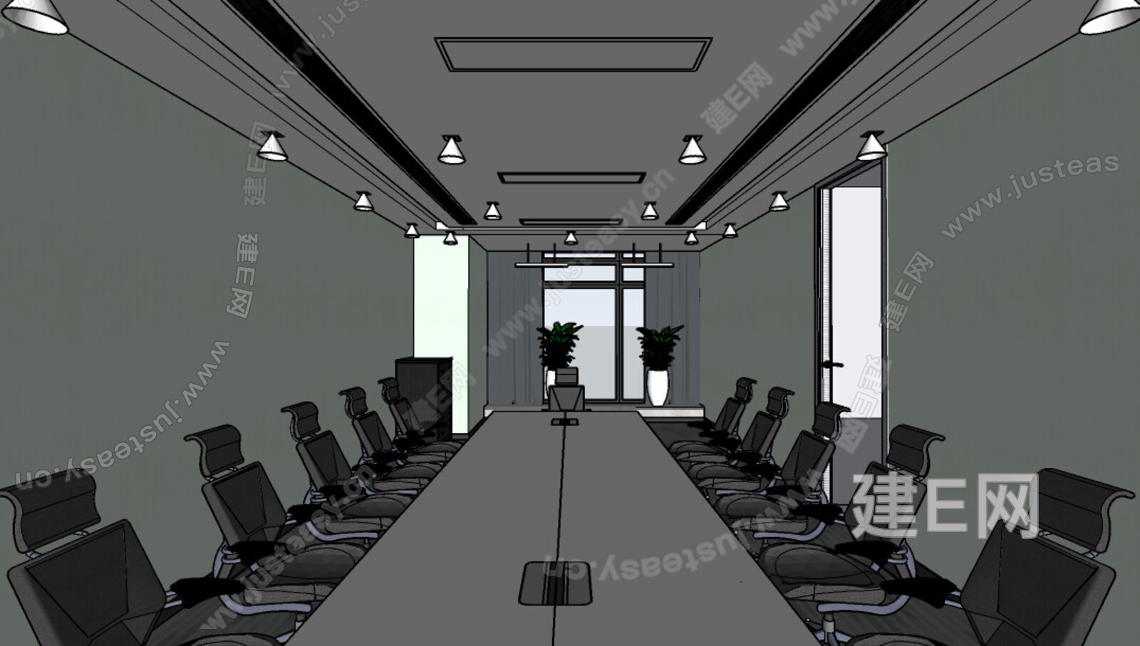 现代会议室模型SU模型下载[ID:110642368]_建e网su模型