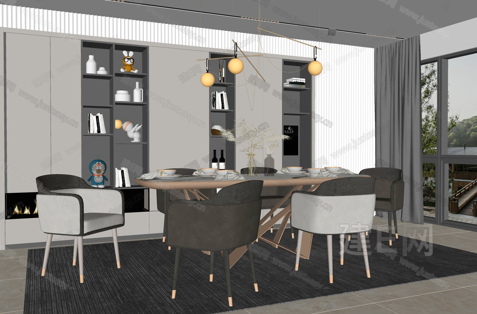 现代餐厅模型SU模型下载[ID:110773350]_建e网su模型